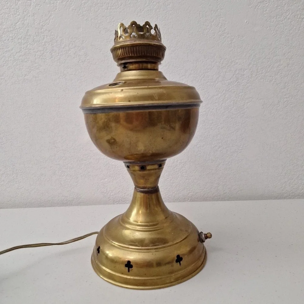 Vintage Otto Muller 1880 Russian Kerosene Oil Lamp - Brass Antique Miracle Lamp